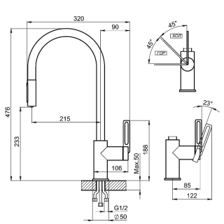 Смеситель для кухни Granula 8168, АРКТИК (БЕЛЫЙ) белый