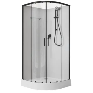 Душевая кабина Aquanet Passion R Black 281984 80x80 см профиль чёрный матовый стекло прозрачное