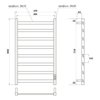 Полотенцесушитель электрический APEXTERMO Galaxy GL00184BM 800x400 черный матовый