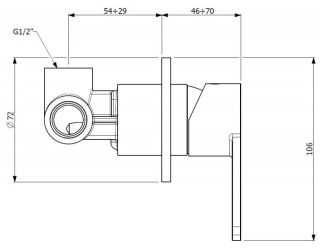 Встраиваемый однорычажный смеситель для душа, золото Cezares GLAM-DIM-OI