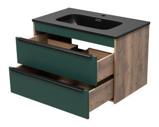 Подвесная тумба под раковину Brevita Greenwood GRE-09080-0802Я 80см зелёный/дуб Галифакс олово