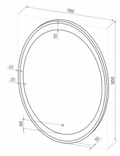 Зеркало с подсветкой Continent Credo ЗЛП372 с сенсорным выключателем 70см
