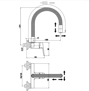 Смеситель для кухни Rav Slezak Colorado CO101.5/26CMATZ черный золото
