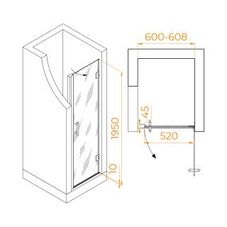Душевая дверь RGW HO-011B 350601106-14 60см чёрный
