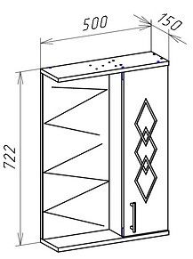 Зеркало-шкаф с подсветкой Bellezza Элеганс 50см правый белый 00000004924