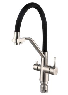 Смеситель для кухни РМС SUS127BL-016F-015 с подключением фильтра нержавеющая сталь