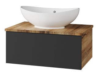 Подвесная тумба под раковину Misty Ива 70см графит/дуб Вотан