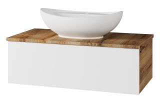 Подвесная тумба под раковину Misty Ива 90см белый/дуб Вотан