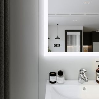 Зеркало с подсветкой Бриклаер Вега/Мальта 4627125414374 с часами 75 см на взмах руки