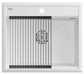 Комплект Paulmark: мойка Stepia 60 и ролл-мат Step PM115951-WH+R375-BS белый/брашированная нержавеющая сталь