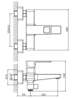 Смеситель для ванны Haiba HB60615-7 чёрный матовый