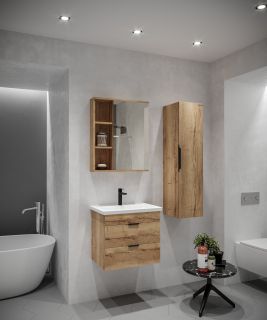 Шкаф-зеркало Grossman "ФОРТА-70 см" универсальное дуб галифакс