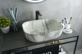 Раковина Gid K397G125 54402 накладная под камень глянцевая 50x40x14