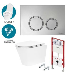 Комплект для установки подвесного унитаза с панелью смыва TECEspring K K401101WCK хром глянцевый контур клавиш хром матовый