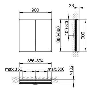 Зеркальный шкаф Keuco Royal Modular 800200091000200 90 см