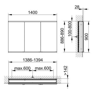Зеркальный шкаф Keuco Royal Modular 800300141100300 140 см