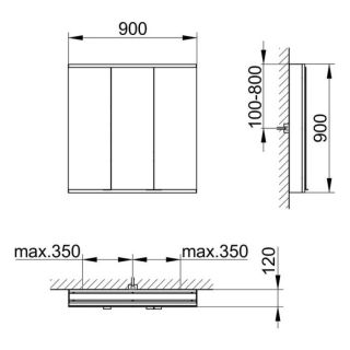 Зеркальный шкаф Keuco Royal Modular 800311091000000 90 см