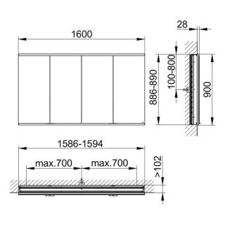Зеркальный шкаф Keuco Royal Modular 800400161000000 160 см
