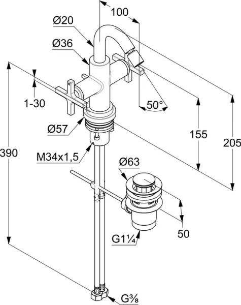Смеситель для биде Kludi Nova Fonte Classic 203130520 хром