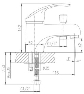 Смеситель на борт ванны Haiba HB1221 хром