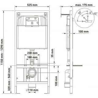 Комплект Berges 4в1 042454: инсталляция NOVUM кнопка L6 чёрный глянец унитаз Strati Rimless сиденье Strati Slim SO