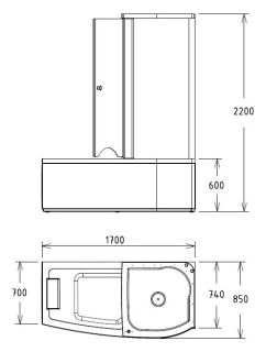 Акриловая ванна GEMY G8040 C R 170x85x220