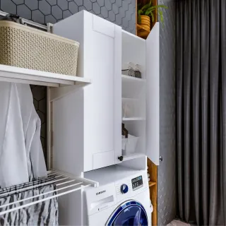 Шкаф над стиральной машиной рамочный Бриклаер Хелена 4627125416422 64 см белый