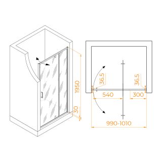 Душевая дверь RGW LE-103B 711210310-14 100см чёрный
