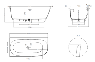 Ванна из искусственного камня Salini Sofia Corner L S-Stone 102525MRF 170x85см RAL полностью
