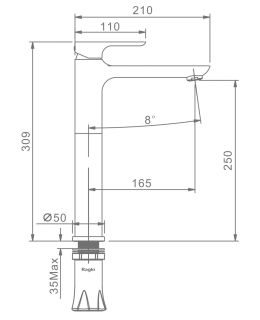 Высокий смеситель для раковины Raglo R03.15.03 золотой сатин