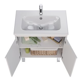 Тумба под раковину Lemark Romance LM07R80T 80 см белый глянец