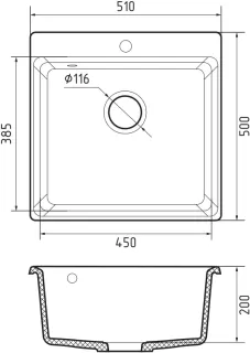 Мойка кухонная GranFest LEVEL LV-510 кашемир