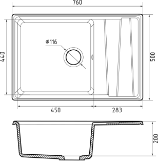 Мойка кухонная GranFest LEVEL LV-760L кашемир