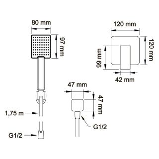 Встраиваемый смеситель для душа Swedbe Platta 5551B с лейкой чёрный