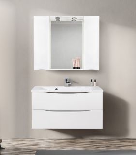 Зеркальный шкаф BelBagno с подсветкой 100x75см Bianco Lucido MARINO-SPC-1000/750-2A-BL-P