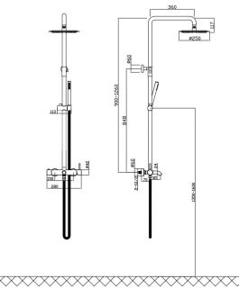 Душевая стойка Milacio MCU MCU.151.MB чёрный матовый