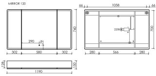 Зеркальный шкаф с LED подсветкой Sancos Mirror MI120EG 119см дуб галифакс натуральный