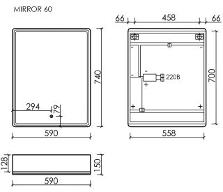 Зеркальный шкаф с LED подсветкой Sancos Mirror MI60EG 59см дуб галифакс натуральный