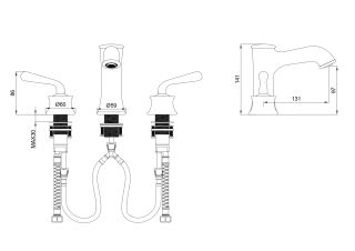 Смеситель для раковины на 3 отверстия Wonzon & Woghand Steam WW-88159008-MB чёрный матовый