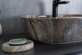 Раковина Gid Mnc346T 54471 накладная под камень глянцевая 61x41x14