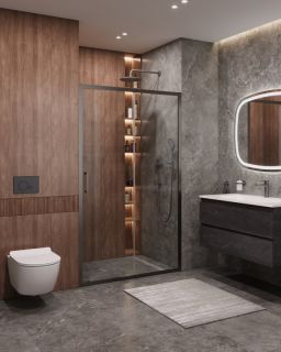 Душевая дверь CEZARES MOLVENO-BF-1-120-P-GM оружейная сталь