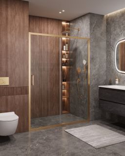 Душевая дверь CEZARES MOLVENO-BF-1-140-C-BORO-IV брашированное золото