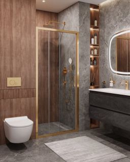 Душевая дверь CEZARES MOLVENO-BF-3-120-C-BORO-IV брашированное золото