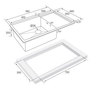 Мойка кухонная Paulmark Gerberg PM217844-GM воронёная сталь