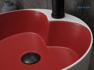 Раковина Gid N9013LS 52237 накладная красная матовая / белый графит 40x40x13