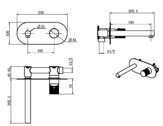 Встраиваемый смеситель для раковины Boheme Stick 125-CRCR.2 хром