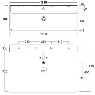 Раковина SIMAS AGILE AG121 bi*0  белая 121 см
