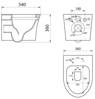 Подвесной унитаз Point Вега PN41711BM безободковый чёрный матовый