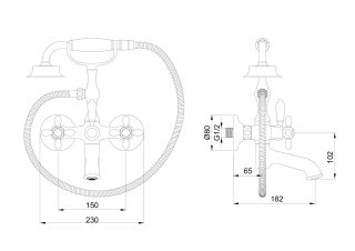 Смеситель для ванны с душем Wonzon & Woghand Retro WW-88639020-CR хром