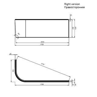 Панель фронтальная для ванны Am.Pm X-Joy W94A-170R70W-P 170 см белый